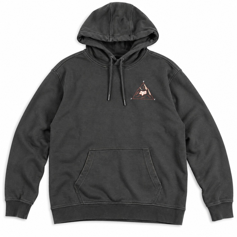 FOX Racing Mens Size L Dark Gray Graphic Logo Pullover Hoodie Cotton Blend